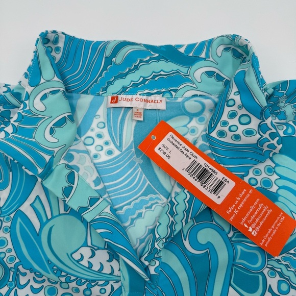 JUDE CONNALLY Women’s Florence Mini Dress Enchanted Sea Aqua Jude Cloth Large - Picture 8 of 12